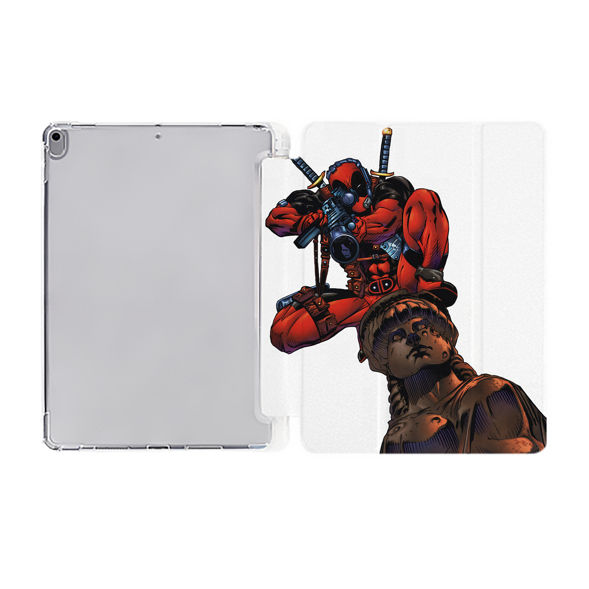 （画像用） Deadpool デッドプール IPad ケース ペン収納付き 三つ折りスタンド PUレザー×シリコン 対応機種9.5/10.5/10.9インチ